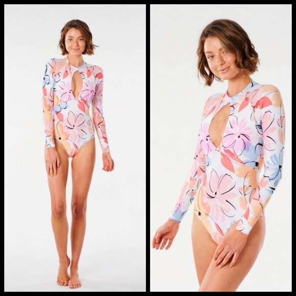 💕RIP CURL💕 Blossom Good Long Sleeve One Piece Swimsuit Floral Print Medium NWT - Picture 2 of 14